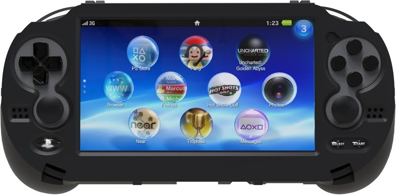 TEGRUP Hand Grip Handle for psv1000 ps vita, Protective Case, L2r2 is Used to Click on The Back of The PSV.Gift of Raised Button Stickers, Tempered Film, Joystick Cap. (Skin Like Coating Black) - Image 3